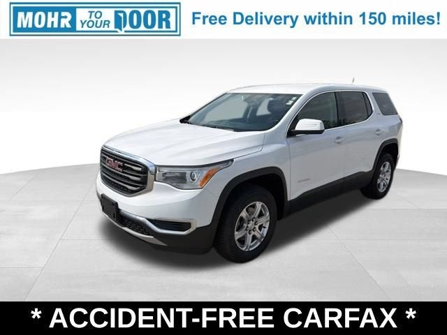 2019 GMC Acadia SLE in Summit White — front three-quarter view