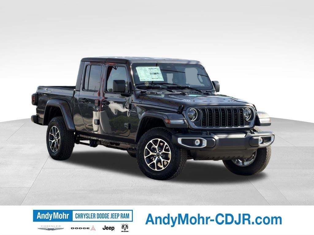2026 Jeep Gladiator Sport S in Granite Crystal Metallic Clear-Coat Exterior Paint — front three-quarter view