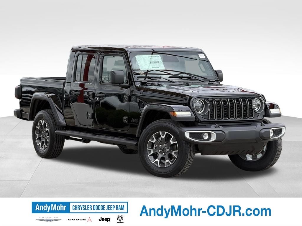 2026 Jeep Gladiator Sahara in Black Clear-Coat Exterior Paint — front three-quarter view