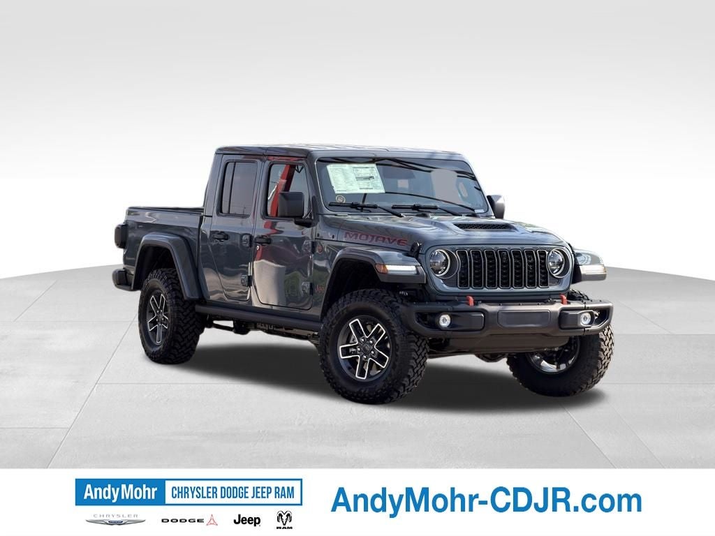 2026 Jeep Gladiator Mojave X in Anvil Clear-Coat Exterior Paint — front three-quarter view