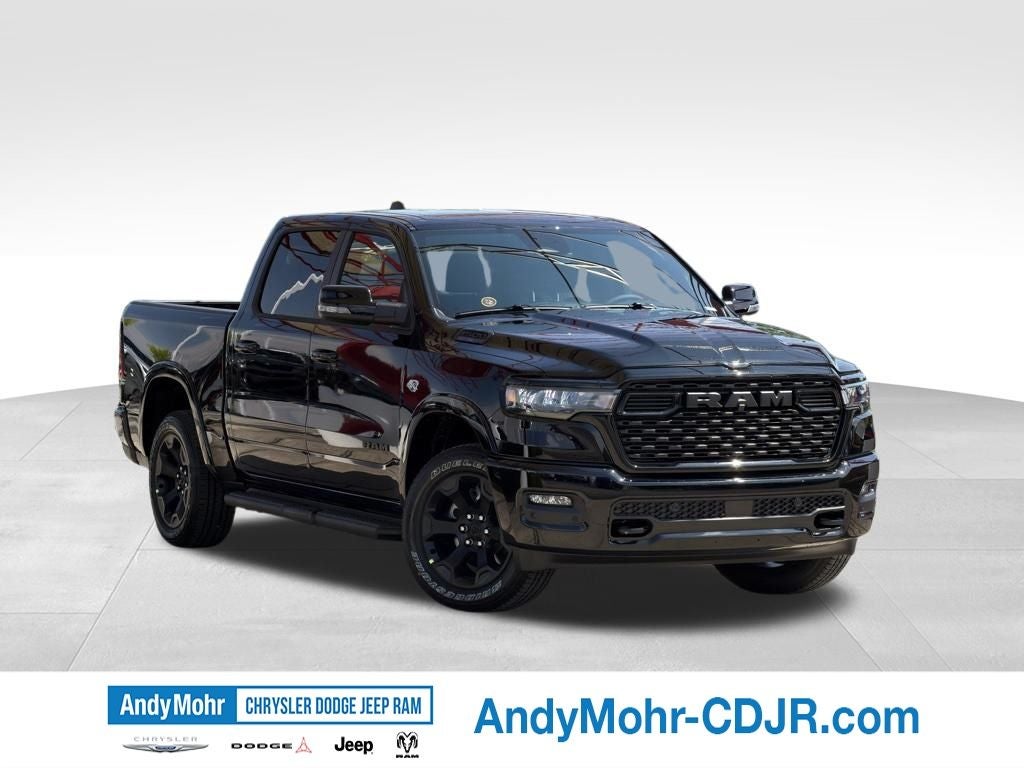 2026 RAM Ram 1500 Big Horn/Lone Star in Diamond Black Crystal Pearl-Coat Exterior Paint — front three-quarter view