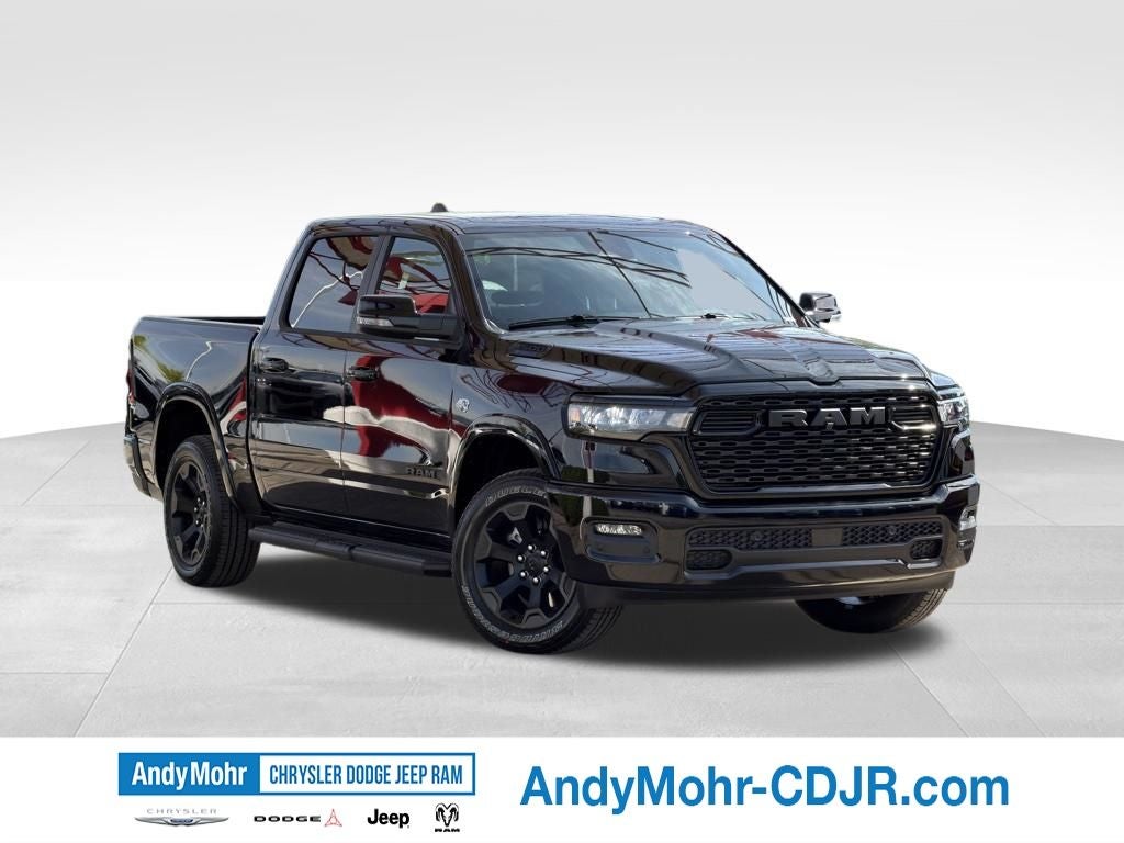 2026 RAM Ram 1500 Big Horn/Lone Star in Diamond Black Crystal Pearl-Coat Exterior Paint — front three-quarter view