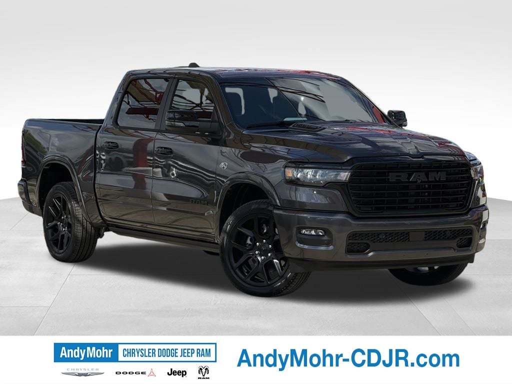 2026 RAM Ram 1500 Laramie in Granite Crystal Metallic Clear-Coat Exterior Paint — front three-quarter view