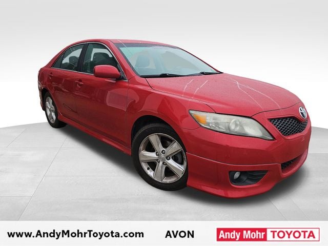 2011 Toyota Camry SE in Barcelona Red Metallic — front three-quarter view