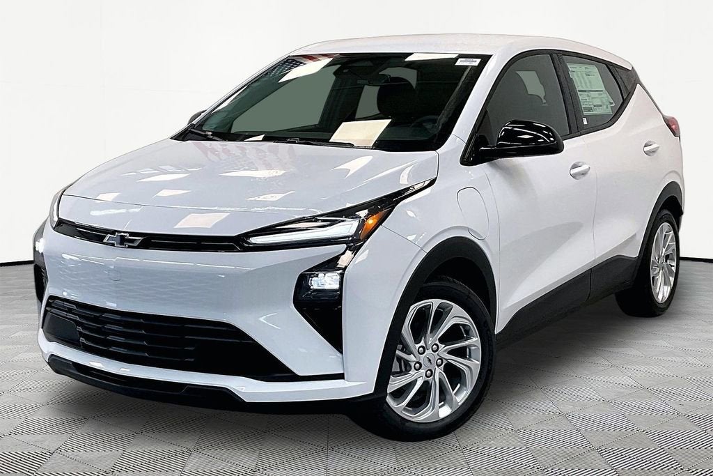 2027 Chevrolet Bolt LT in Summit White — front three-quarter view