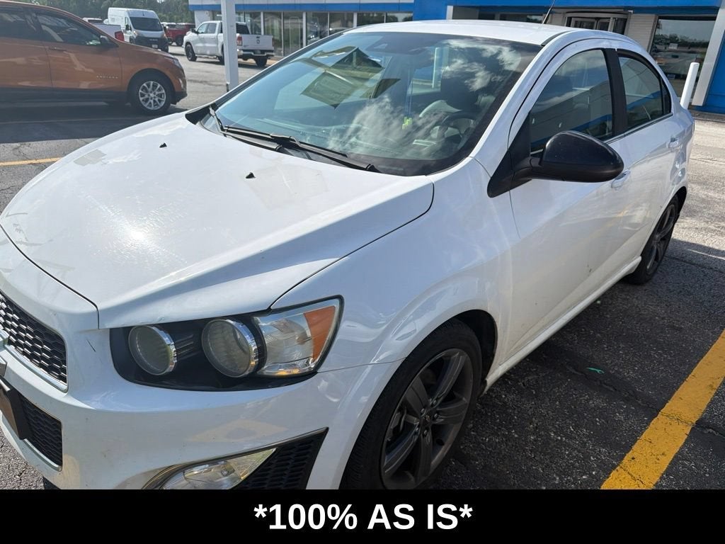 2014 Chevrolet Sonic RS in Summit White — front three-quarter view