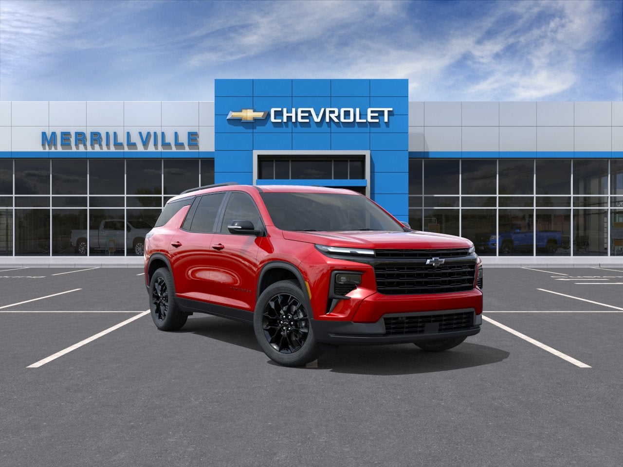 2026 Chevrolet Traverse LT in Radiant Red Tintcoat — front three-quarter view