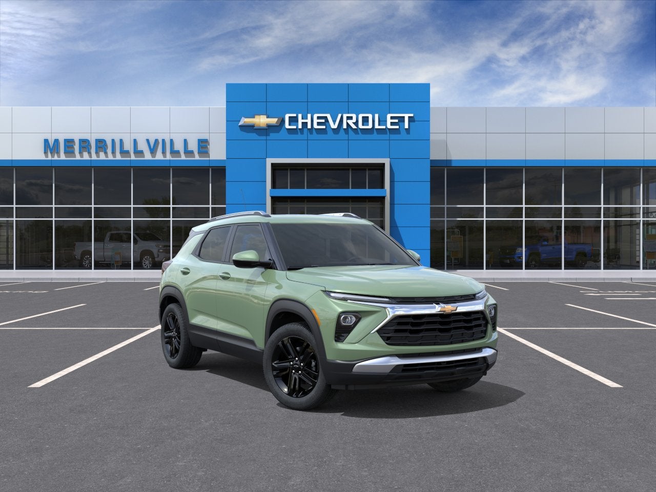 2026 Chevrolet Trailblazer LT in Cacti Green — front three-quarter view