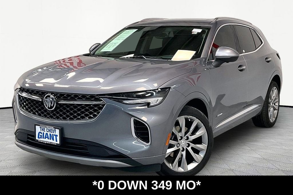 2022 Buick Envision Avenir in Satin Steel Metallic — front three-quarter view