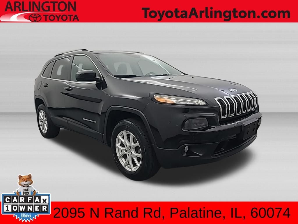 2014 Jeep Cherokee Latitude in Brilliant Black Crystal Pearlcoat — front three-quarter view