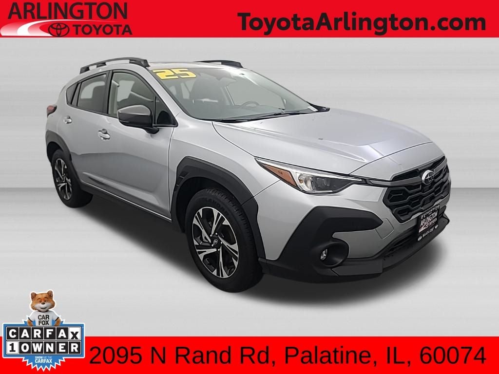 2025 Subaru Crosstrek Premium in Ice Silver Metallic — front three-quarter view