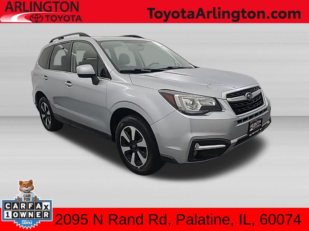2018 Subaru Forester 2.5i Limited in Ice Silver Metallic — front three-quarter view
