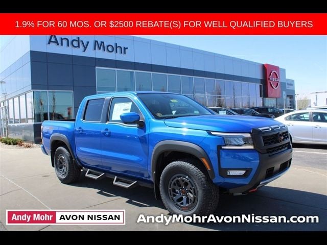 2026 Nissan Frontier PRO-4X in Bluestone — front three-quarter view