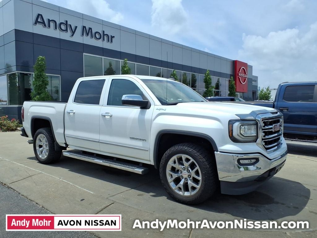 2017 GMC Sierra 1500 SLT in White Frost Tricoat — front three-quarter view