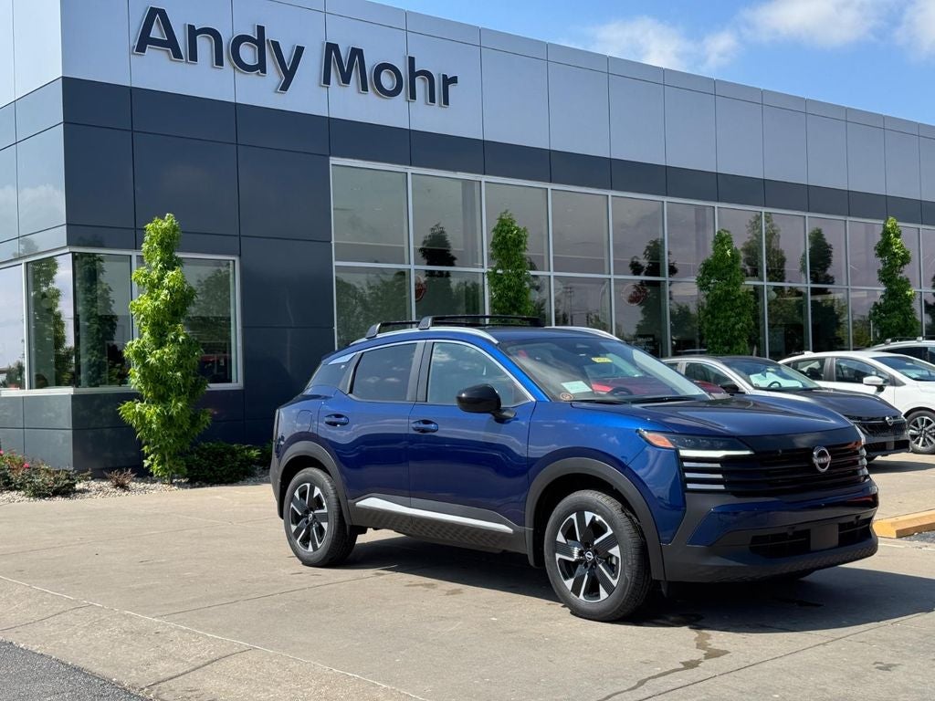 2026 Nissan Kicks SV in Deep Blue Pearl — front three-quarter view