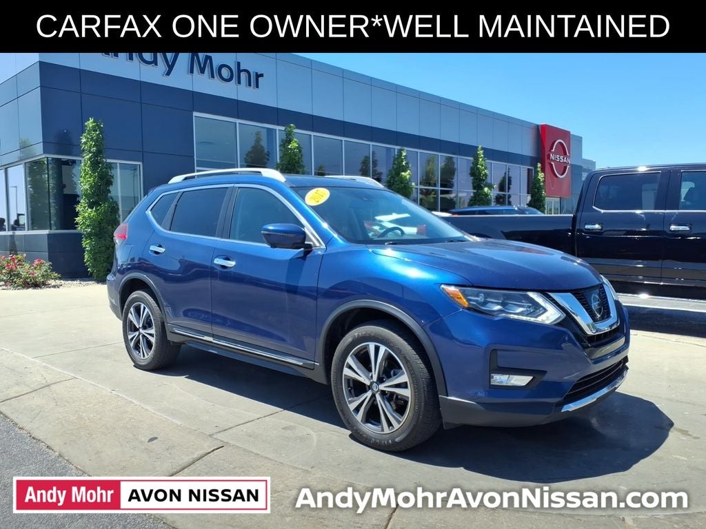 2017 Nissan Rogue SL in Caspian Blue — front three-quarter view