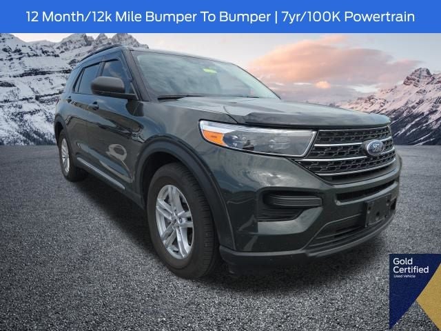 2023 Ford Explorer XLT in Green Metallic — front three-quarter view