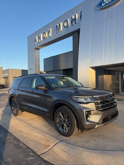 2026 Ford Explorer Active in Gray Metallic — front three-quarter view