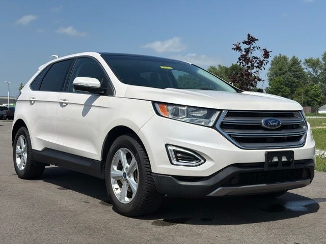 2017 Ford Edge SEL in White — front three-quarter view