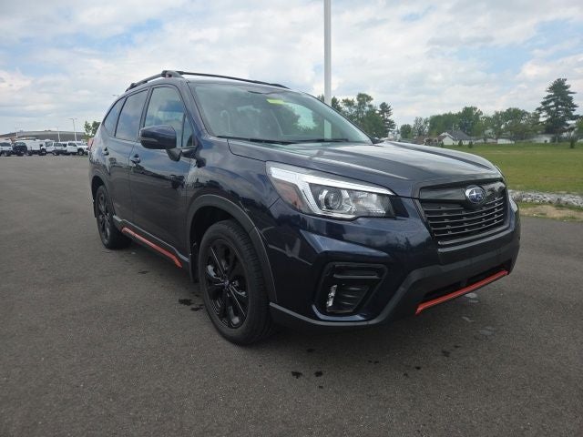 2019 Subaru Forester Sport in Dark Blue Pearl — front three-quarter view