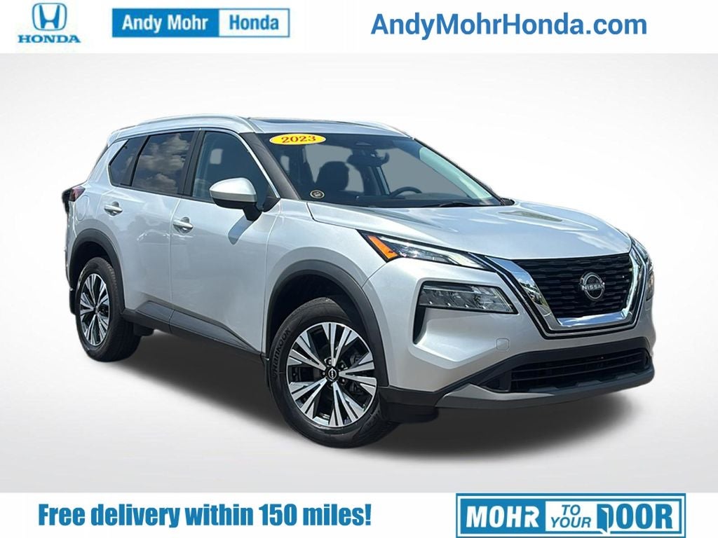 2023 Nissan Rogue SV in Brilliant Silver Metallic — front three-quarter view