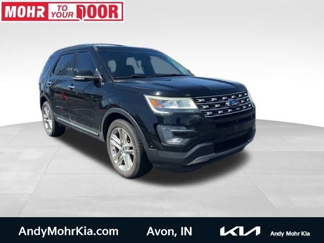 2017 Ford Explorer Limited in Shadow Black — front three-quarter view