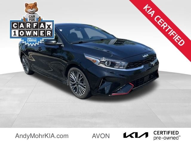 2023 Kia Forte GT-Line in Aurora Black — front three-quarter view