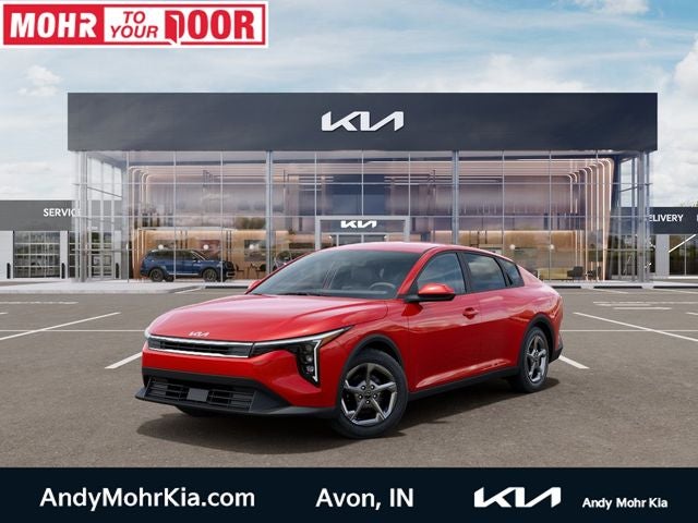 2026 Kia K4 LXS in Currant Red — front three-quarter view