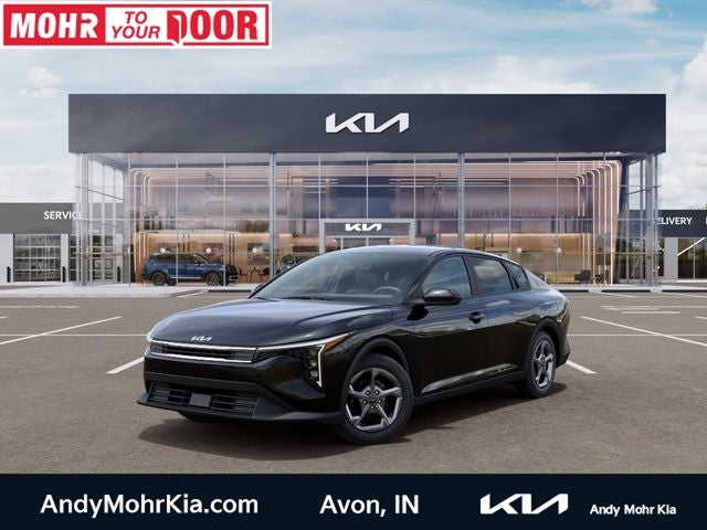 2026 Kia K4 LXS in Aurora Black Pearl — front three-quarter view
