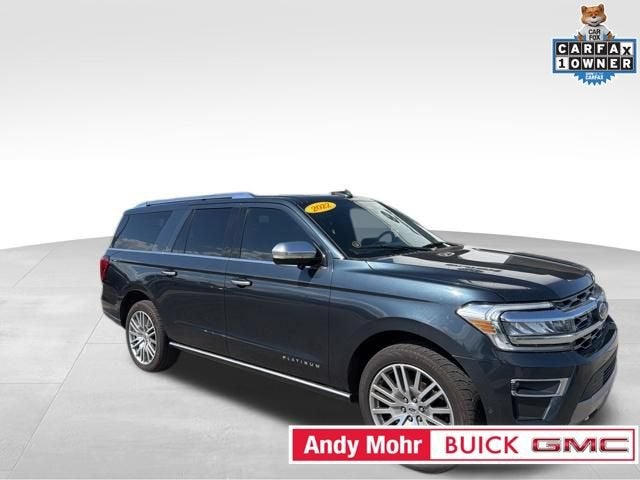 2022 Ford Expedition Max Platinum in Blue — front three-quarter view