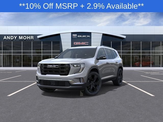 2026 GMC Acadia Elevation in Sterling Metallic — front three-quarter view