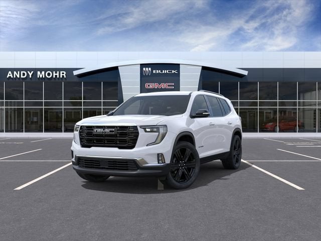 2026 GMC Acadia Elevation in Summit White — front three-quarter view